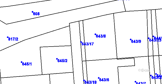 Parcela st. 643/17 v KÚ Býškovice, Katastrální mapa