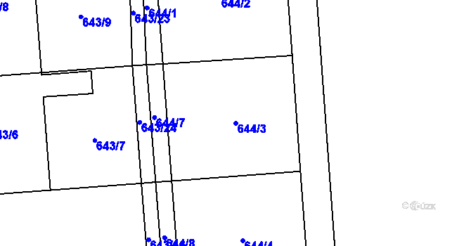 Parcela st. 644/3 v KÚ Býškovice, Katastrální mapa
