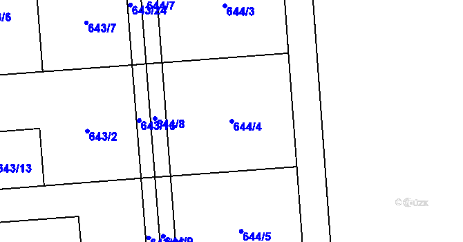 Parcela st. 644/4 v KÚ Býškovice, Katastrální mapa