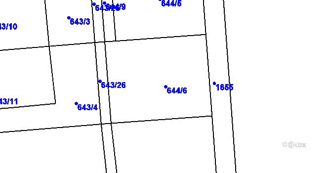 Parcela st. 644/6 v KÚ Býškovice, Katastrální mapa