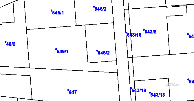 Parcela st. 646/2 v KÚ Býškovice, Katastrální mapa