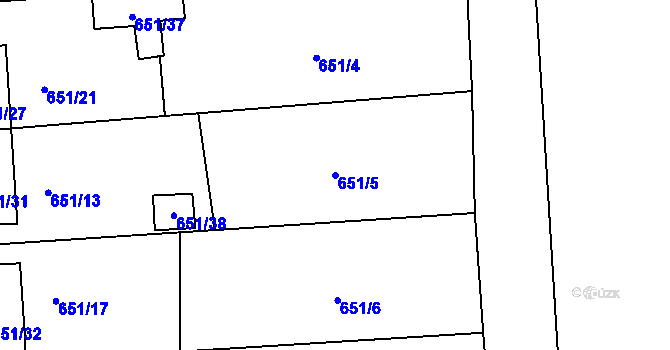 Parcela st. 651/5 v KÚ Býškovice, Katastrální mapa