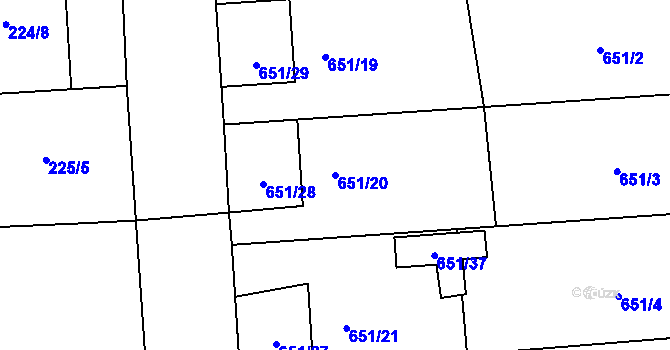 Parcela st. 651/20 v KÚ Býškovice, Katastrální mapa