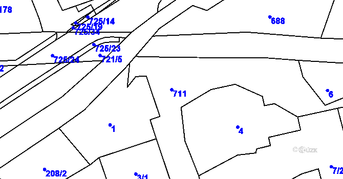 Parcela st. 711 v KÚ Býškovice, Katastrální mapa