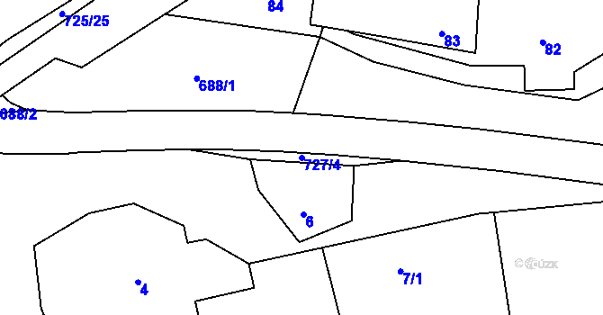 Parcela st. 727/4 v KÚ Býškovice, Katastrální mapa