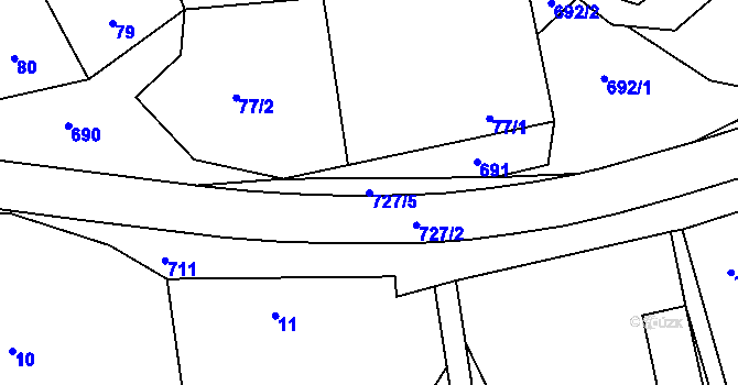 Parcela st. 727/5 v KÚ Býškovice, Katastrální mapa
