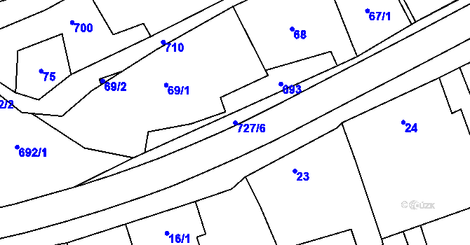 Parcela st. 727/6 v KÚ Býškovice, Katastrální mapa