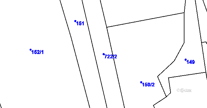 Parcela st. 722/2 v KÚ Býškovice, Katastrální mapa