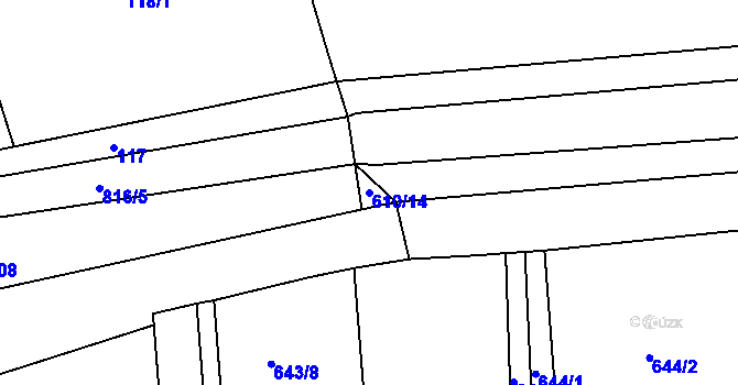 Parcela st. 610/14 v KÚ Býškovice, Katastrální mapa