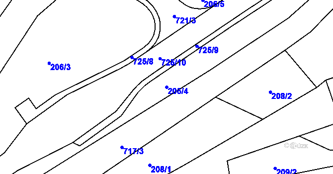 Parcela st. 206/4 v KÚ Býškovice, Katastrální mapa