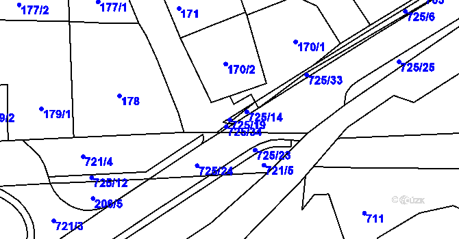 Parcela st. 725/19 v KÚ Býškovice, Katastrální mapa