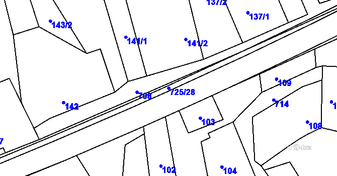 Parcela st. 725/28 v KÚ Býškovice, Katastrální mapa