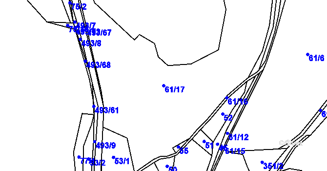 Parcela st. 61/17 v KÚ Býšovec, Katastrální mapa