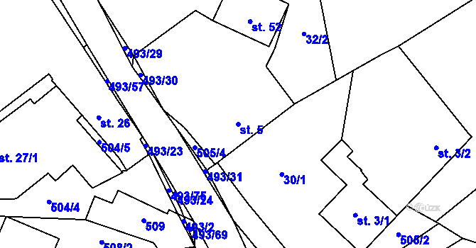 Parcela st. 5 v KÚ Býšovec, Katastrální mapa