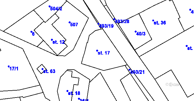 Parcela st. 17 v KÚ Býšovec, Katastrální mapa