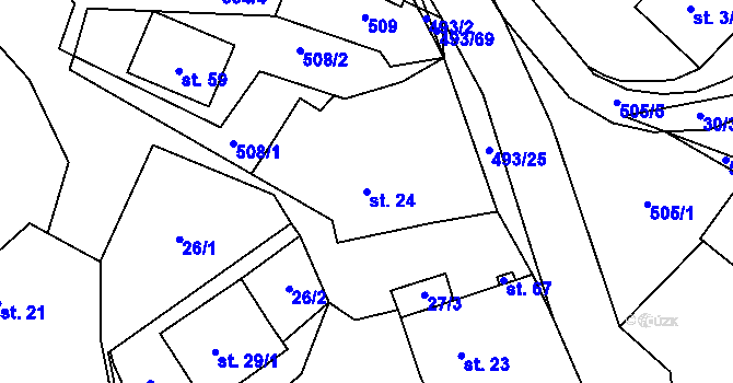Parcela st. 24 v KÚ Býšovec, Katastrální mapa