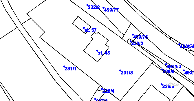 Parcela st. 43 v KÚ Býšovec, Katastrální mapa