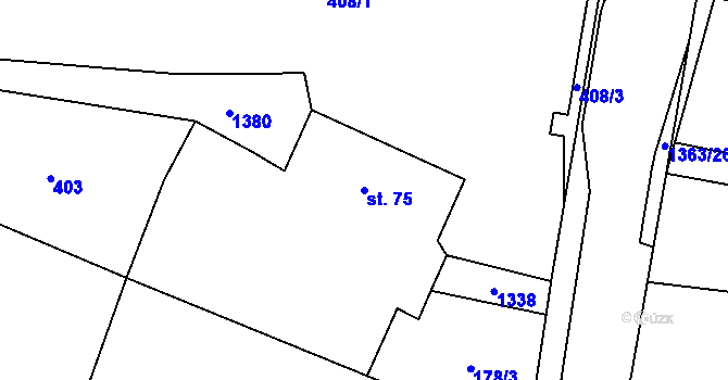 Parcela st. 75 v KÚ Býšť, Katastrální mapa