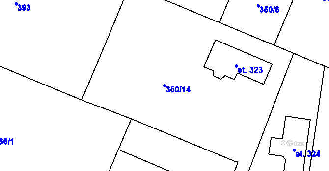 Parcela st. 350/14 v KÚ Býšť, Katastrální mapa