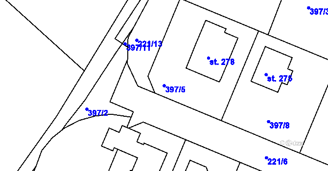 Parcela st. 397/5 v KÚ Býšť, Katastrální mapa