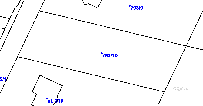 Parcela st. 793/10 v KÚ Býšť, Katastrální mapa