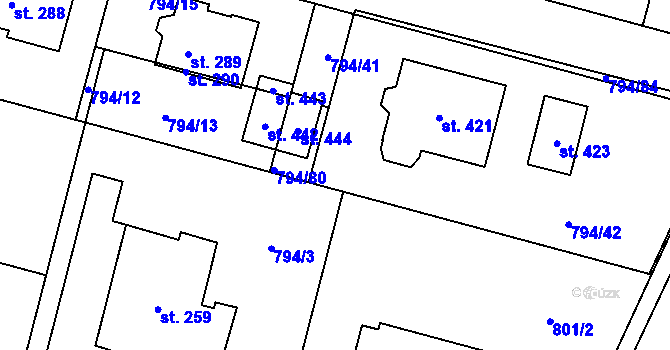 Parcela st. 794/35 v KÚ Býšť, Katastrální mapa