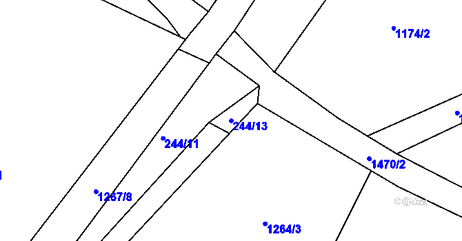 Parcela st. 244/13 v KÚ Býšť, Katastrální mapa