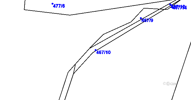 Parcela st. 467/10 v KÚ Býšť, Katastrální mapa
