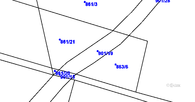 Parcela st. 901/19 v KÚ Býšť, Katastrální mapa