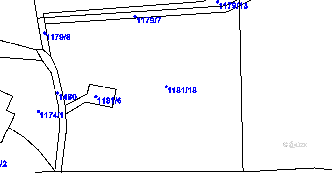Parcela st. 1181/18 v KÚ Býšť, Katastrální mapa