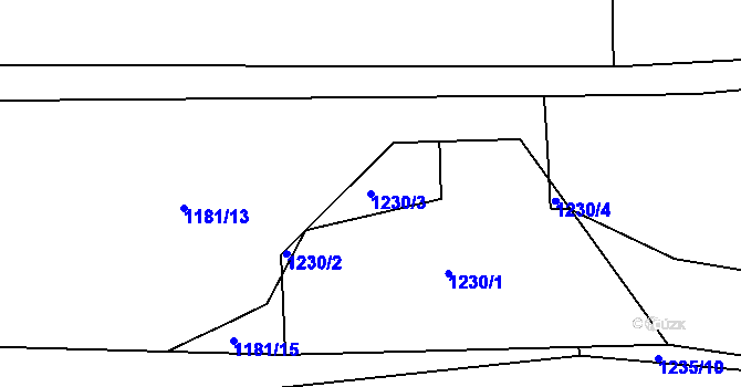 Parcela st. 1230/3 v KÚ Býšť, Katastrální mapa