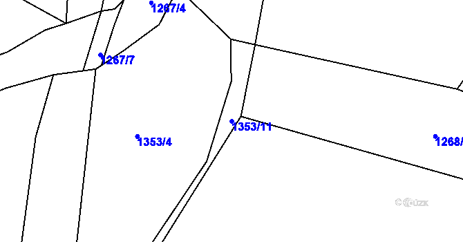 Parcela st. 1353/11 v KÚ Býšť, Katastrální mapa