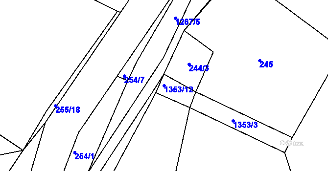 Parcela st. 1353/12 v KÚ Býšť, Katastrální mapa