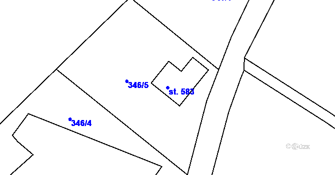 Parcela st. 583 v KÚ Býšť, Katastrální mapa