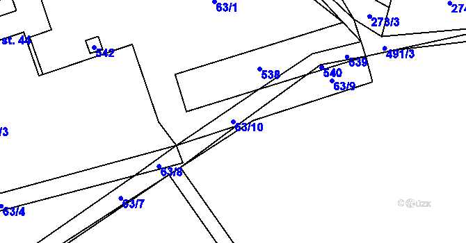 Parcela st. 63/10 v KÚ Hrachoviště u Býště, Katastrální mapa