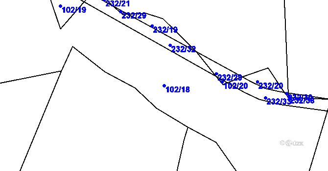 Parcela st. 102/18 v KÚ Hrachoviště u Býště, Katastrální mapa