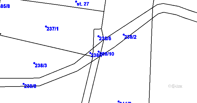 Parcela st. 238/10 v KÚ Hrachoviště u Býště, Katastrální mapa