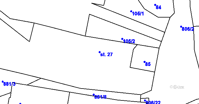 Parcela st. 27 v KÚ Byzhradec, Katastrální mapa