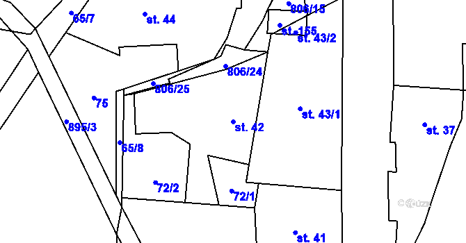 Parcela st. 42 v KÚ Byzhradec, Katastrální mapa
