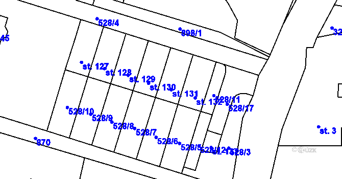 Parcela st. 131 v KÚ Byzhradec, Katastrální mapa