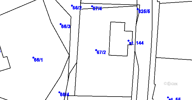 Parcela st. 67/2 v KÚ Byzhradec, Katastrální mapa