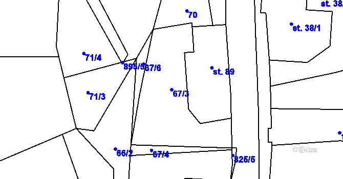 Parcela st. 67/3 v KÚ Byzhradec, Katastrální mapa