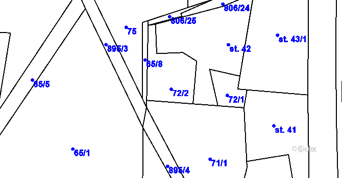 Parcela st. 72/2 v KÚ Byzhradec, Katastrální mapa