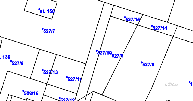 Parcela st. 527/10 v KÚ Byzhradec, Katastrální mapa