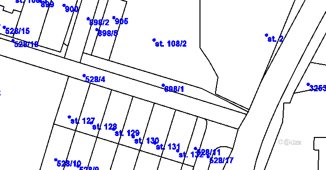 Parcela st. 898/1 v KÚ Byzhradec, Katastrální mapa