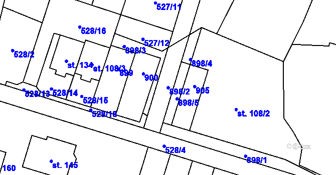 Parcela st. 898/2 v KÚ Byzhradec, Katastrální mapa
