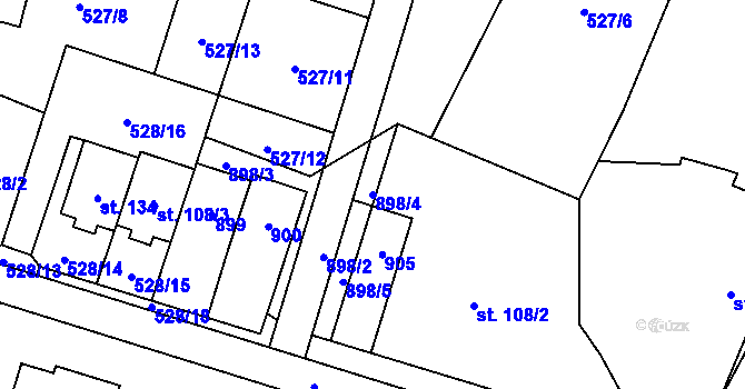 Parcela st. 898/4 v KÚ Byzhradec, Katastrální mapa