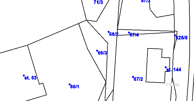 Parcela st. 66/3 v KÚ Byzhradec, Katastrální mapa