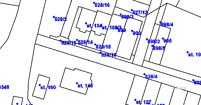 Parcela st. 528/18 v KÚ Byzhradec, Katastrální mapa