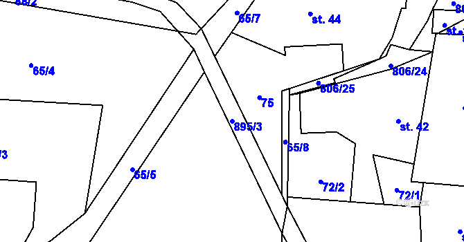 Parcela st. 895/3 v KÚ Byzhradec, Katastrální mapa